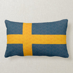 Vintage Pattern Swedish Flag Lumbar Cushion