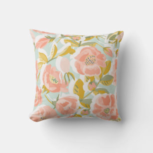 Vintage pattern with blooming rose hips and fruits cushion