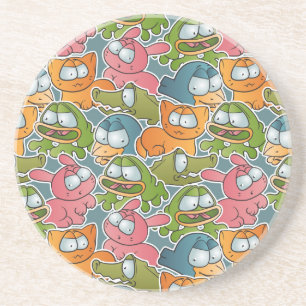 Vintage pattern with cartoon animals coaster