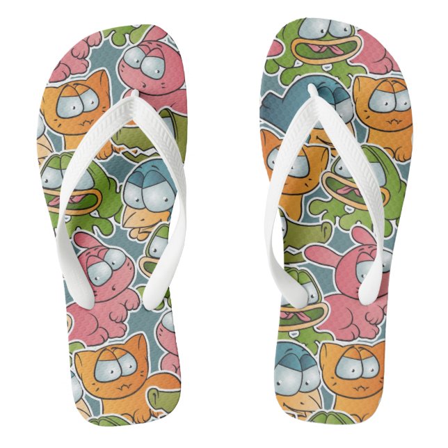 Vintage pattern with cartoon animals jandals (Footbed)