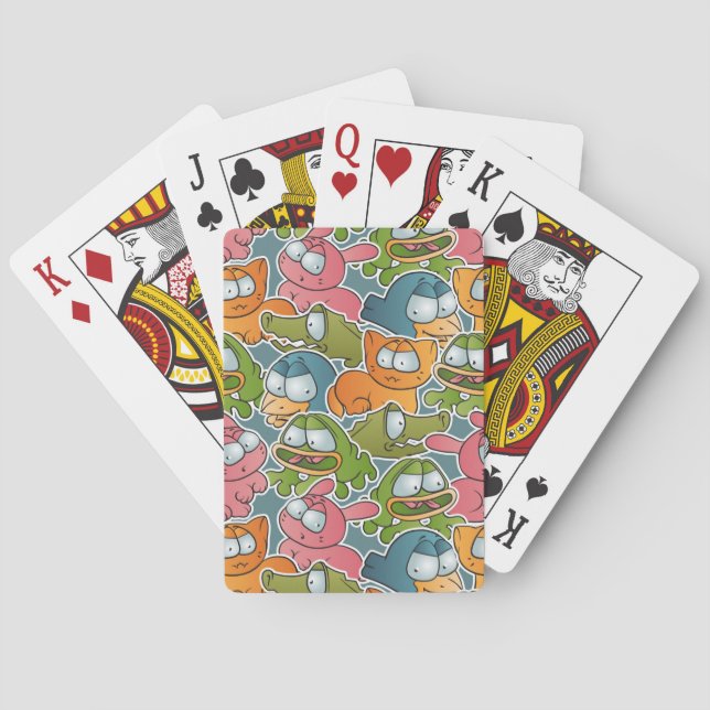 Vintage pattern with cartoon animals playing cards (Back)