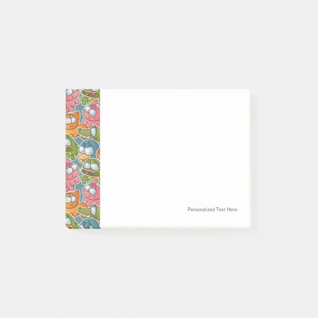 Vintage pattern with cartoon animals post-it notes (Front)