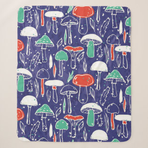 Vintage pattern with different mushrooms. Autumn v Sherpa Blanket