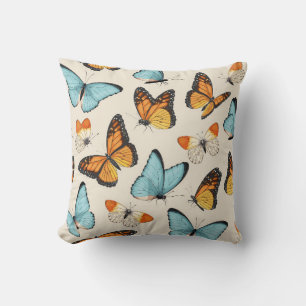 vintage pattern with high detailed tropic butterfl cushion
