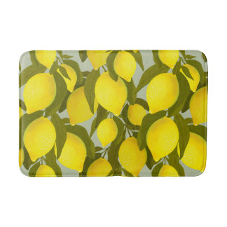 Vintage pattern with lemons branches bath mat