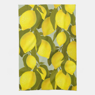 Vintage pattern with lemons branches tea towel