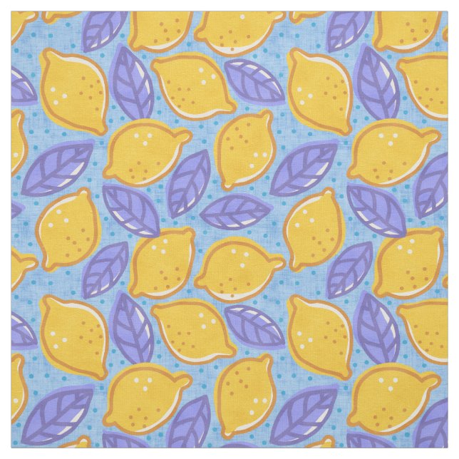 Vintage pattern with lemons in doodle style. fabric (Swatch)