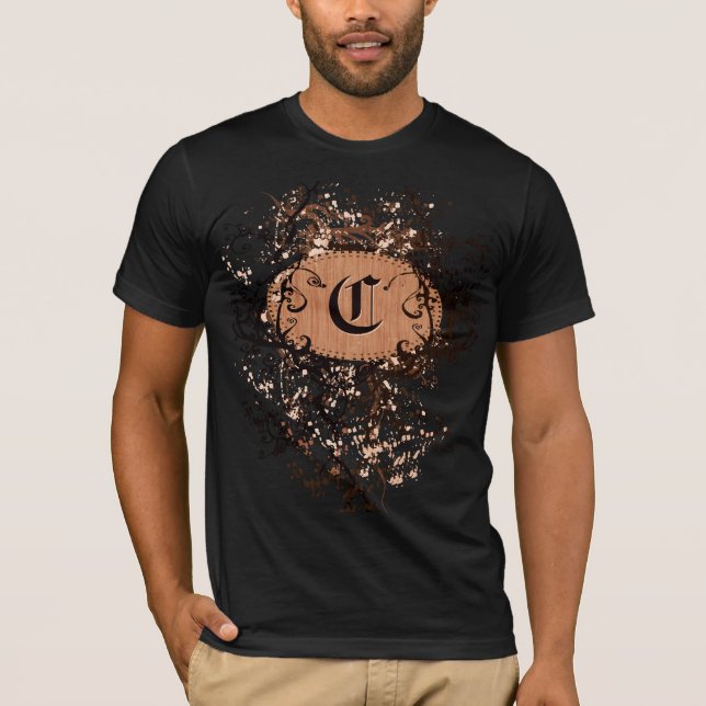 Vintage Pattern with Monogram Letter C T-Shirt (Front)