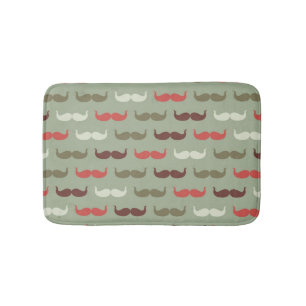 Vintage pattern with moustache bath mat