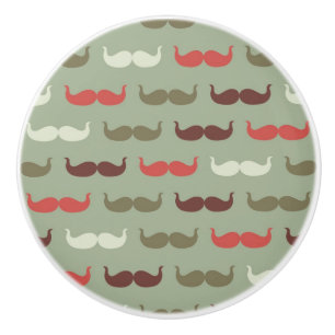 Vintage pattern with moustache ceramic knob