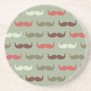 Vintage pattern with moustache coaster