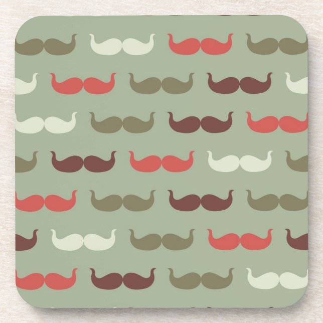 Vintage pattern with moustache coaster (Front)