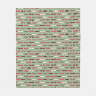 Vintage pattern with moustache fleece blanket