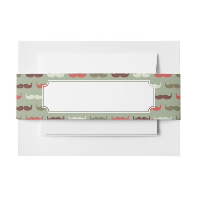 Vintage pattern with moustache invitation belly band (Front Example)