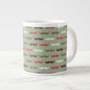 Vintage pattern with moustache large coffee mug