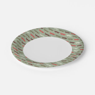 Vintage pattern with moustache paper plate