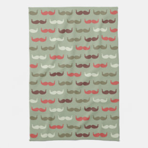 Vintage pattern with moustache tea towel