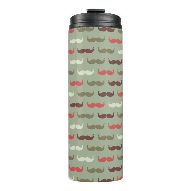 Vintage pattern with moustache thermal tumbler (Front)