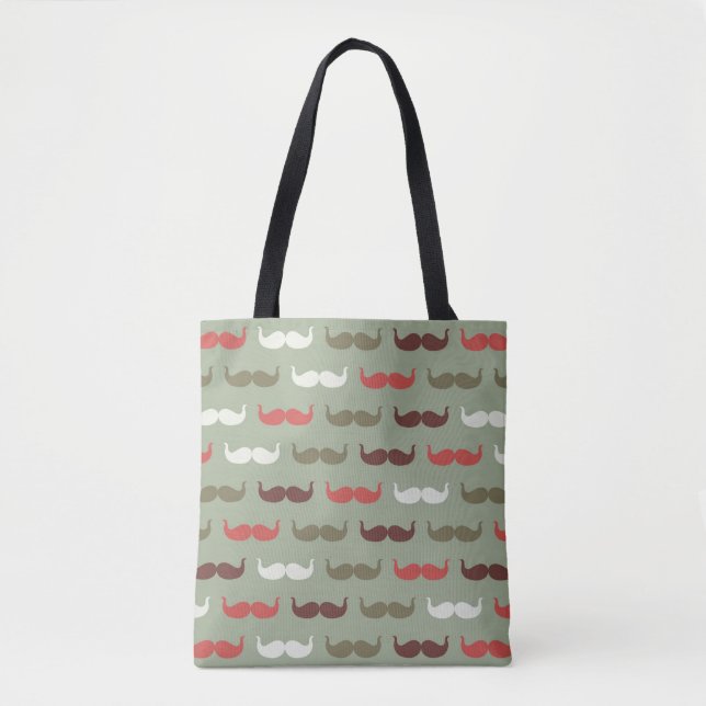 Vintage pattern with moustache tote bag (Front)