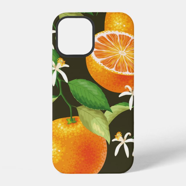 Vintage pattern with orange iPhone case (Back)