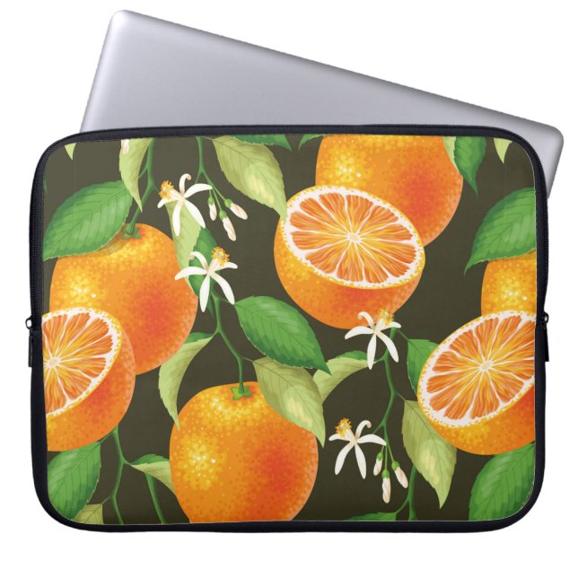 Vintage pattern with orange laptop sleeve (Front)