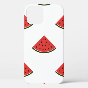 Vintage pattern with slices of watermelon on a whi iPhone 12 case
