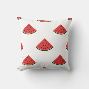 Vintage pattern with slices of watermelon on a whi cushion