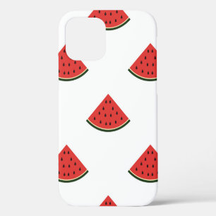 Vintage pattern with slices of watermelon on a whi iPhone 12 case