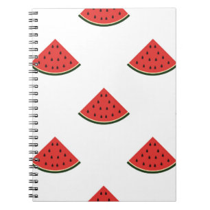 Vintage pattern with slices of watermelon on a whi notebook