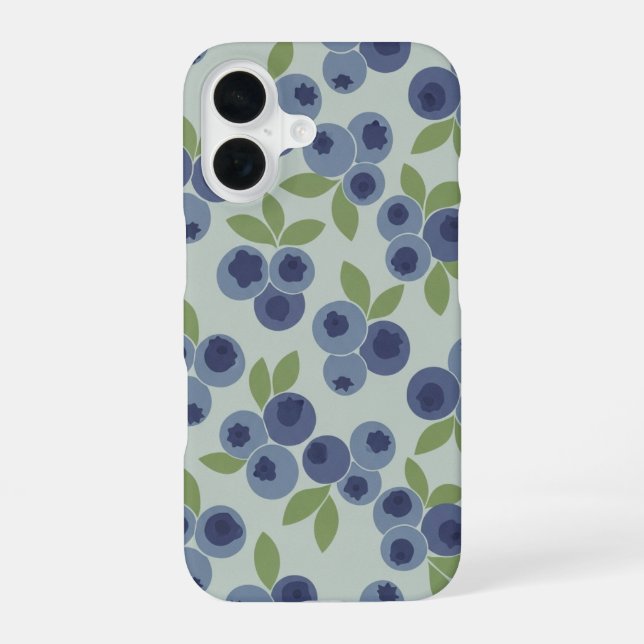 Vintage Pattern with Stylised Blueberries iPhone 16 Case (Back)