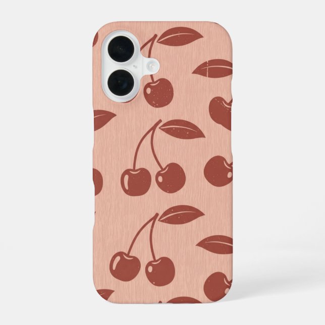 Vintage Pattern with Stylised Cherries iPhone 16 Case (Back)