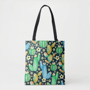 Vintage pattern with succulents. Watercolor cactus Tote Bag