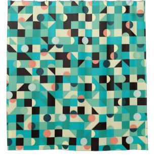 Vintage pattern with triangles and circles. shower curtain
