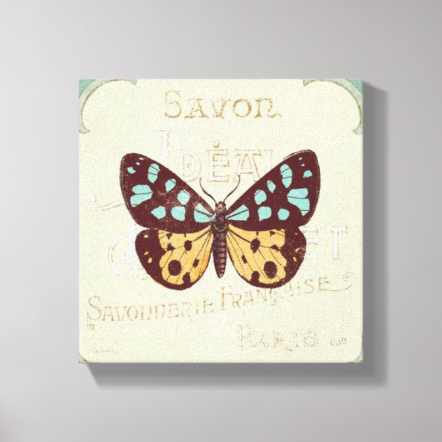 Vintage Patterned Butterfly Canvas Print (Front)