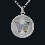 Vintage Patterned Butterfly Faith Quote Sterling Silver Necklace<br><div class="desc">Vintage pattern butterfly with quote "To have faith is to have wings"</div>
