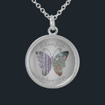 Vintage Patterned Butterfly Faith Quote Sterling Silver Necklace<br><div class="desc">Vintage pattern butterfly with quote "To have faith is to have wings"</div>