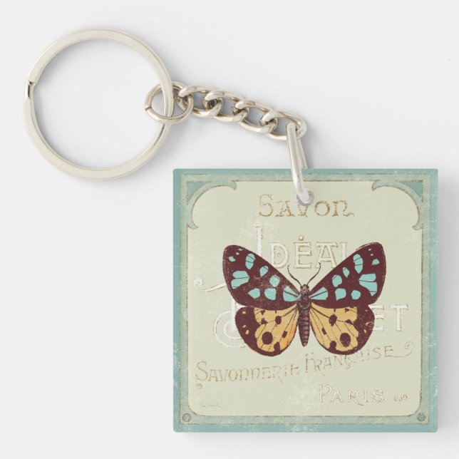 Vintage Patterned Butterfly Key Ring (Front)