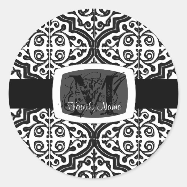Vintage Patterned Quatrefoil Classic Round Sticker (Front)