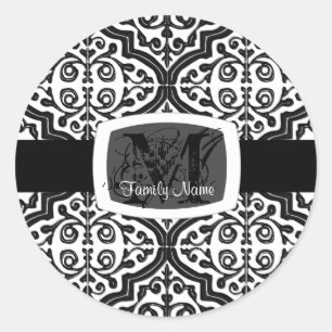 Vintage Patterned Quatrefoil Classic Round Sticker