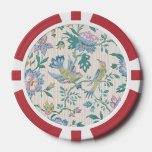 Vintage Patterns for Purple Flower & Birds Poker Chips