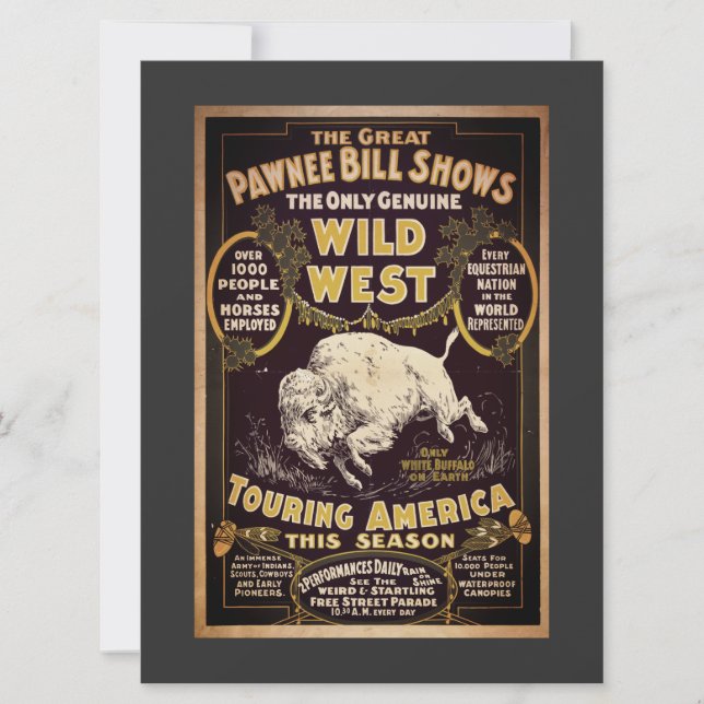 Vintage Pawnee Bill Wild West Show Flat Card (Front)