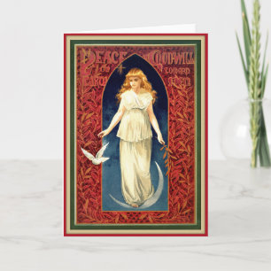 Vintage Peace Angel Restored Christmas Card