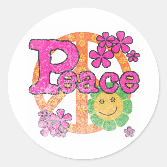 Vintage Peace Classic Round Sticker (Front)
