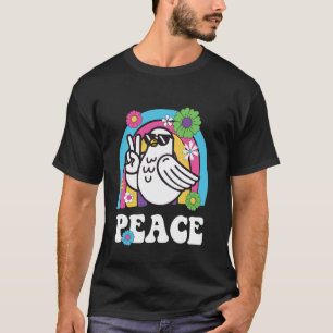 Vintage Peace Dove Pigeon Peace Sign Hippie Groovy T-Shirt