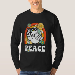Vintage Peace Dove Pigeon Peace Sign Hippie Groovy T-Shirt