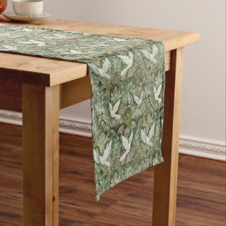 Vintage Peace Dove Sage Green Christmas Short Table Runner