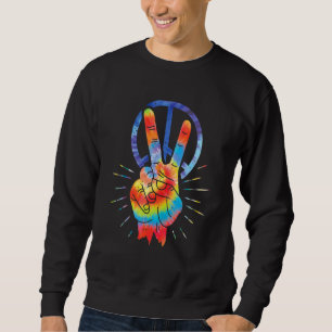 Vintage Peace Hand Peace Sign Tie Dye Hippie Posit Sweatshirt