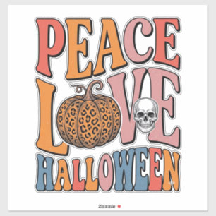 Vintage Peace Love Halloween Pumpkin Skull Design_