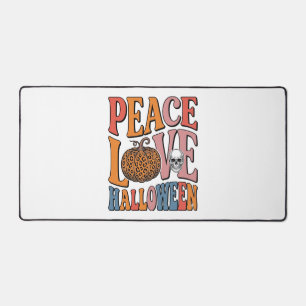 Vintage Peace Love Halloween Pumpkin Skull Design_ Desk Mat