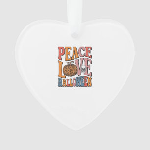 Vintage Peace Love Halloween Pumpkin Skull Design_ Ornament